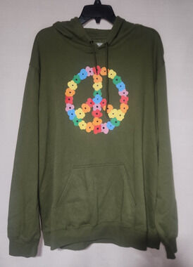 The phluid project peace sign green hoodie women's XXL